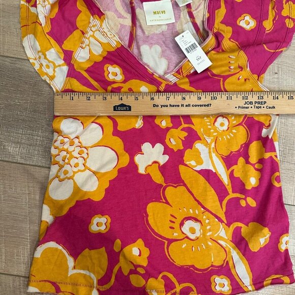 MAEVE BY ANTHROPOLOGIE PINK AND ORANGE CAP SLEEVE SHIRT NEW XS PETITE - Picture 6 of 8